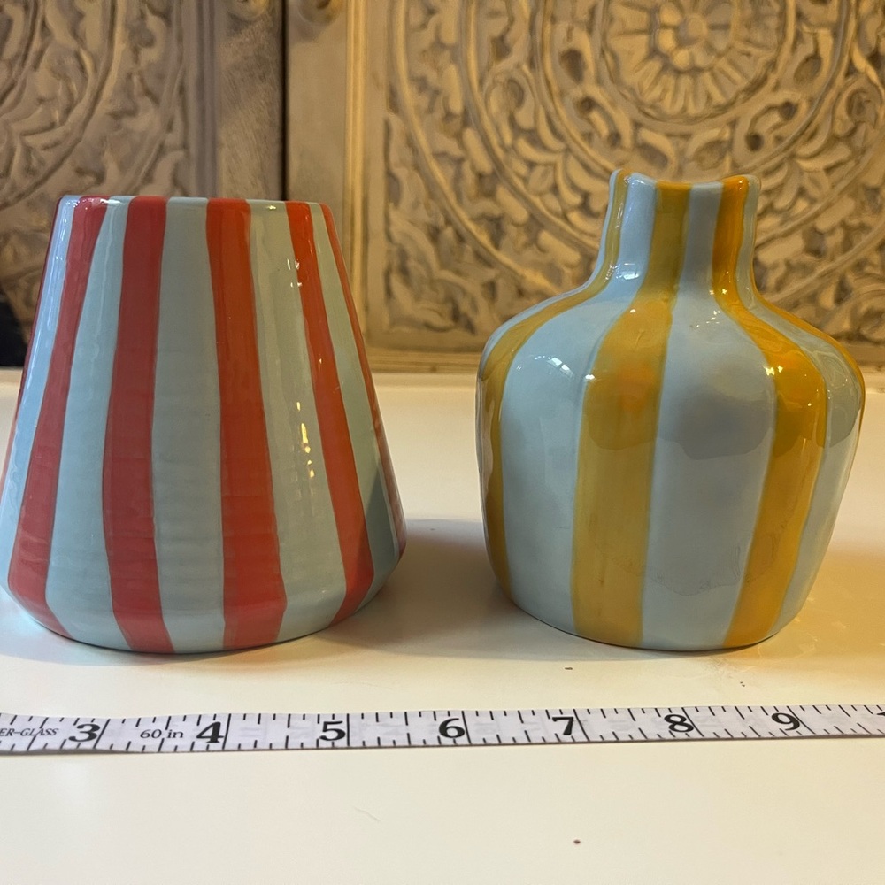 Ashland Striped Small Ceramic Vases